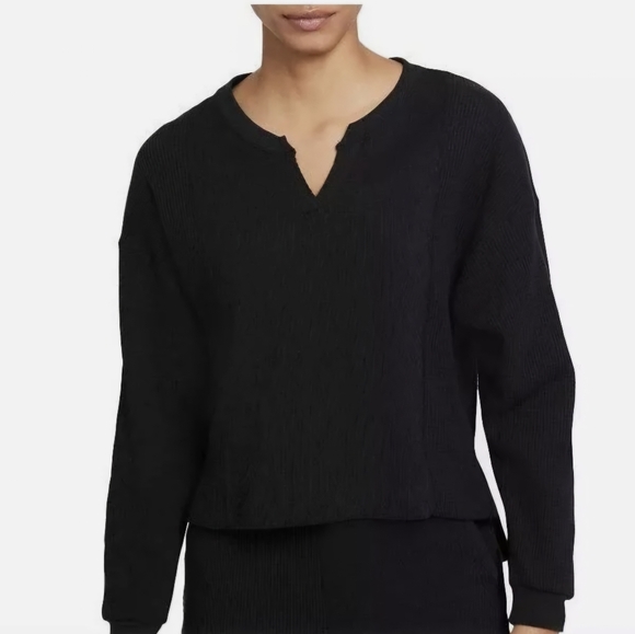 Nike Yoga Dri-Fit Long Sleeve Shirt waffle thermal Oversize Sweatshirt Sweater S - Picture 4 of 5